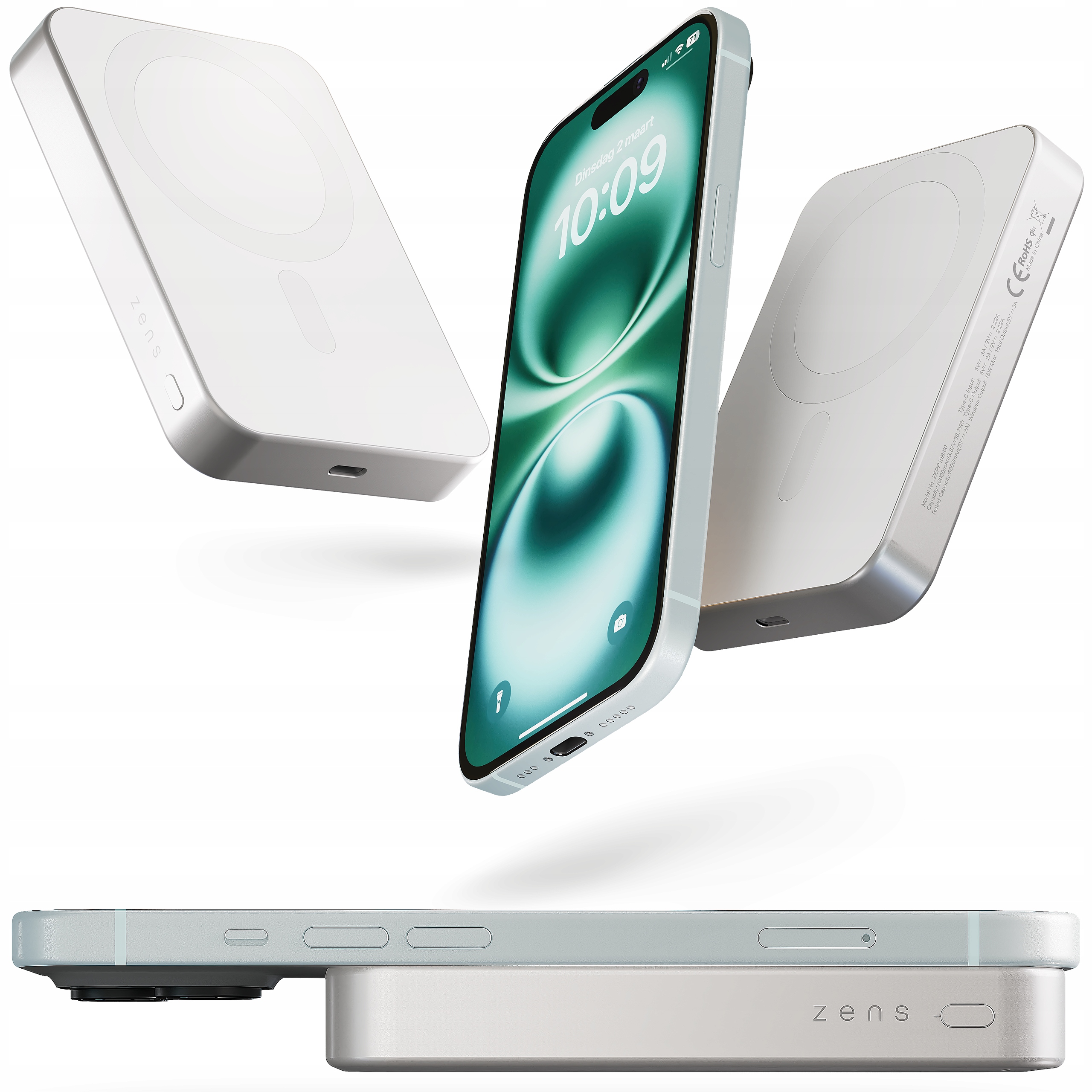 Zens Aluminium Pro 1 Slim magnetická powerbanka 10000 mAh Qi2 15W MagSafe