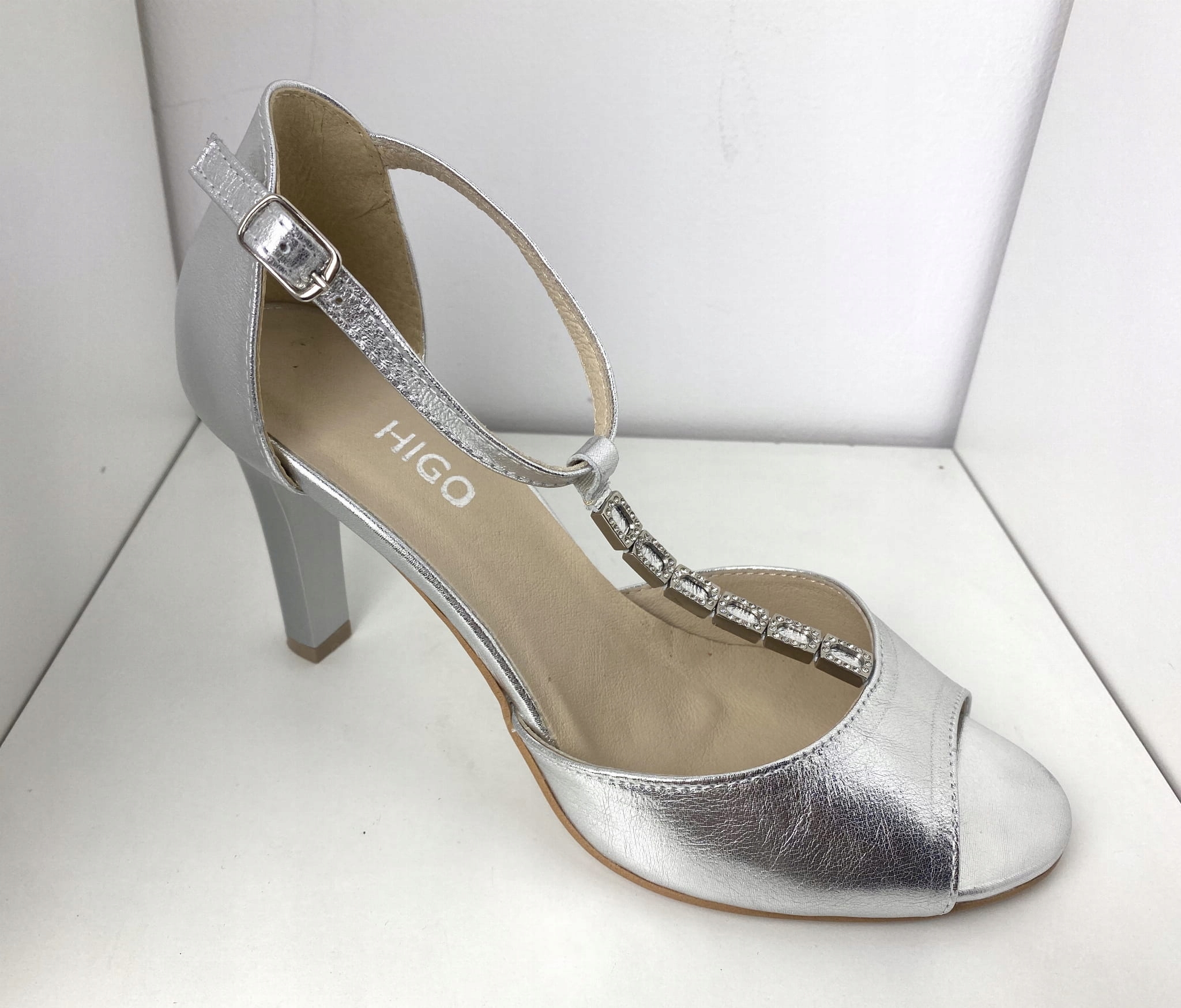 Dámské kožené sandály Higo 2139 Stříbro 36, Stříbro