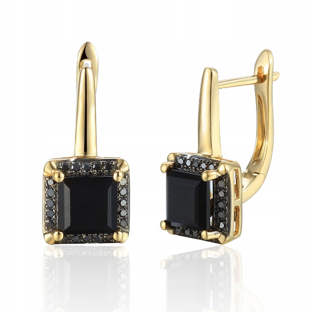 

Złote 585 Kolczyki Agat Czarne Diamenty Angielskie