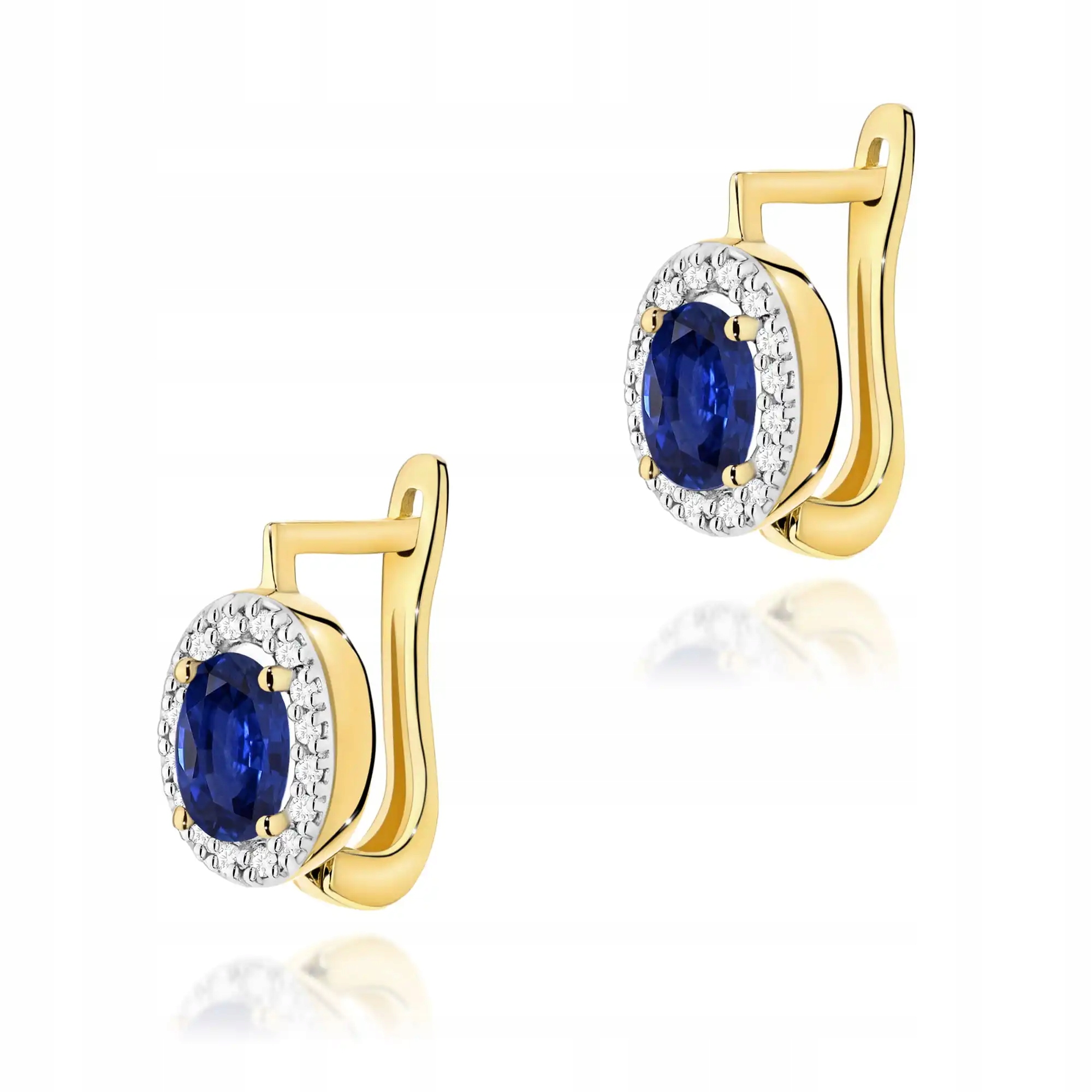 Náušnice ze zlata 585 se safírem 0,70 ct, elegantní design, značkové, módní, 14kt