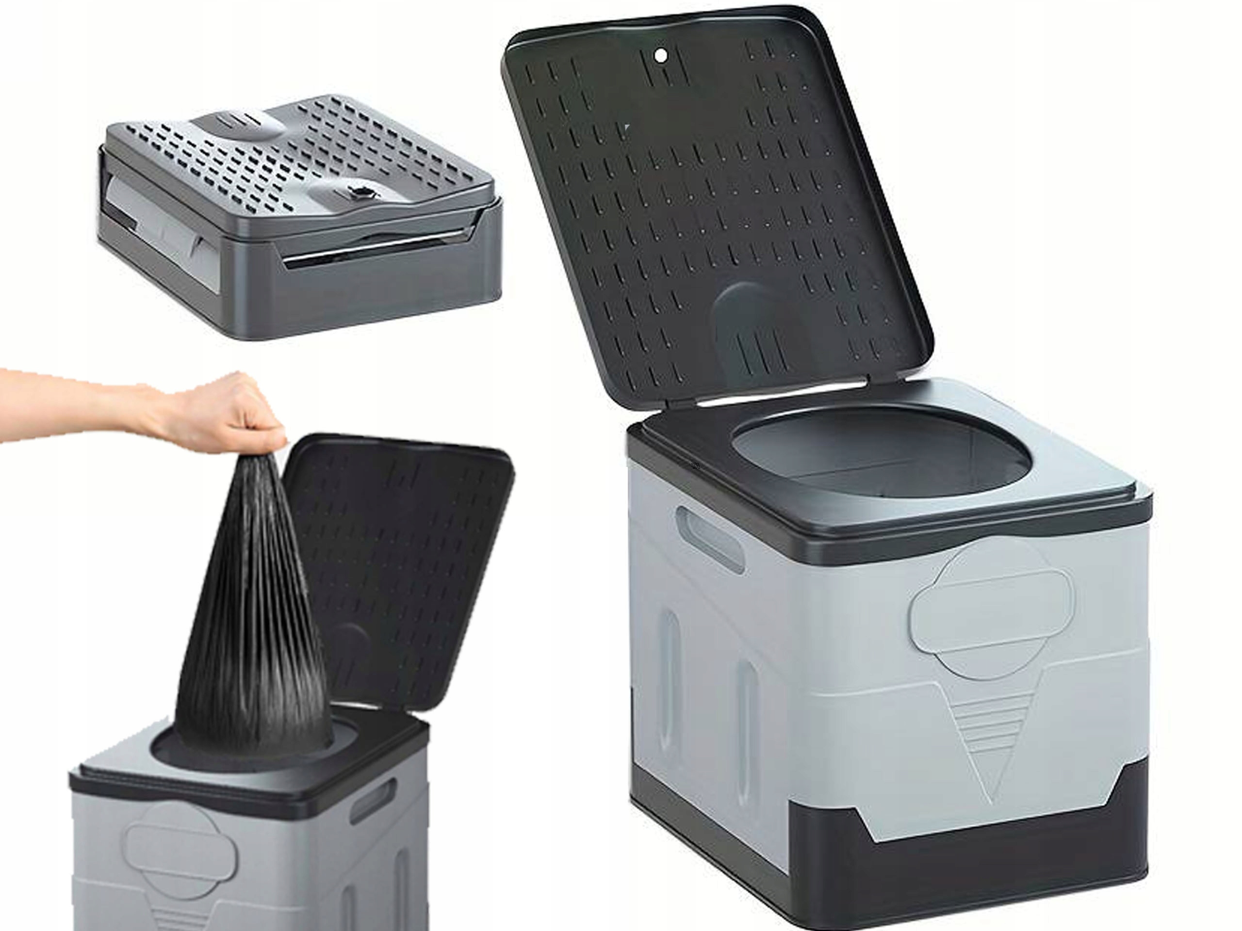 Składana Sucha Toaleta Kompingowa Mobilna Przenośna Kibel Pojemnik Stołek