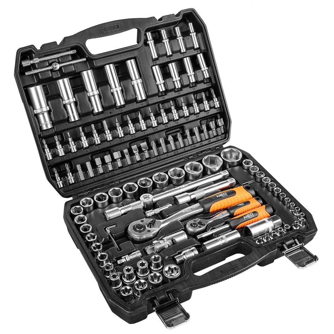 DUŻY ZESTAW KLUCZY NASADOWYCH XXL WALIZKA 108 ELEMENTÓW 1/2", 1/4" NEO Stan opakowania oryginalne