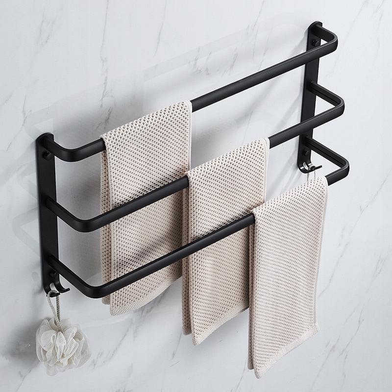 Věšák na ručník Černý Nástěnný Koupelna 50CM