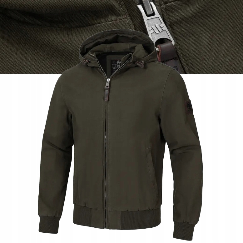 Męska Kurtka przejściowa z kapturem Pitbull Crimson Cienka Bawełniana