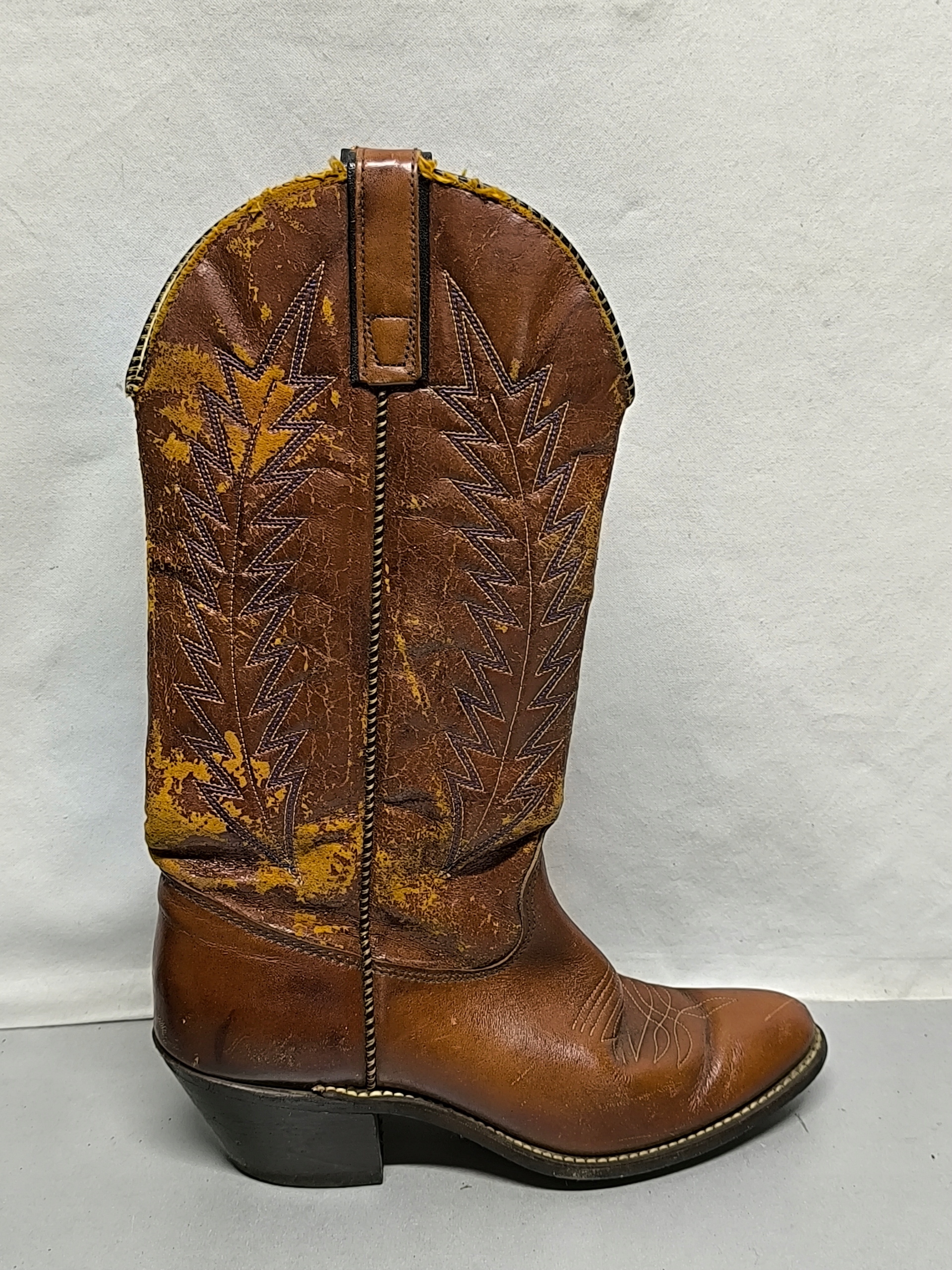 SKÓRZANE KOWBOJKI TEXAS MADE IN USA LEATHER 6 1/2