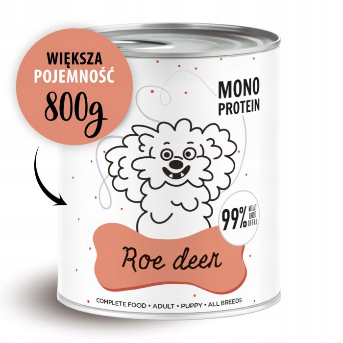 Levně Paka Zwierzaka Pepe Roe Deer mokré krmivo pro psy 99% srnčí 6x800g