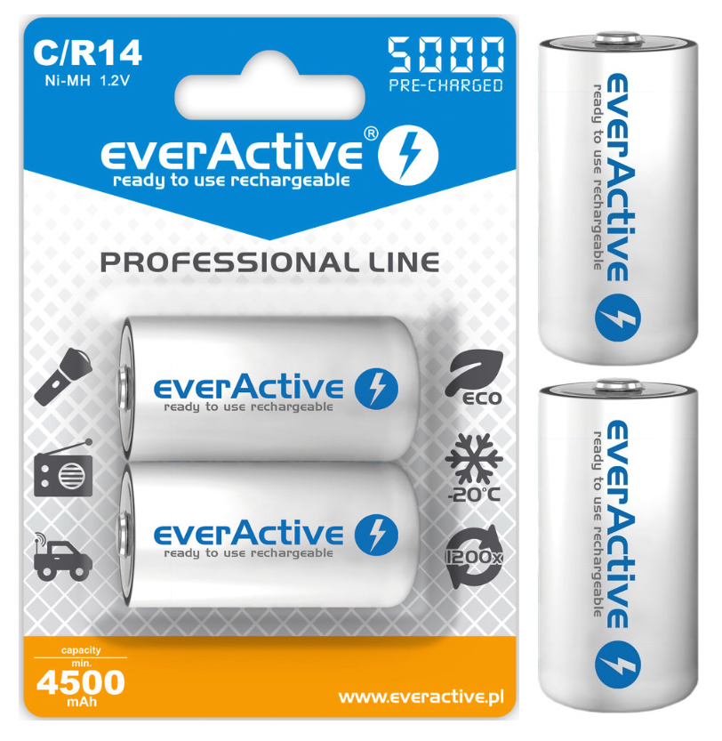 

2X Akumulatorki R14 C 5000 mAh Everactive