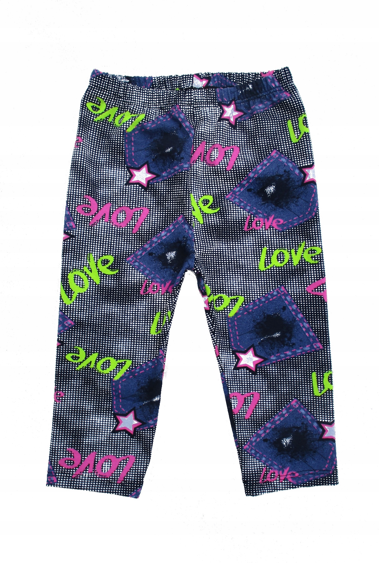

Legginsy getry 3/4 rybaczki bawełna druk love 122