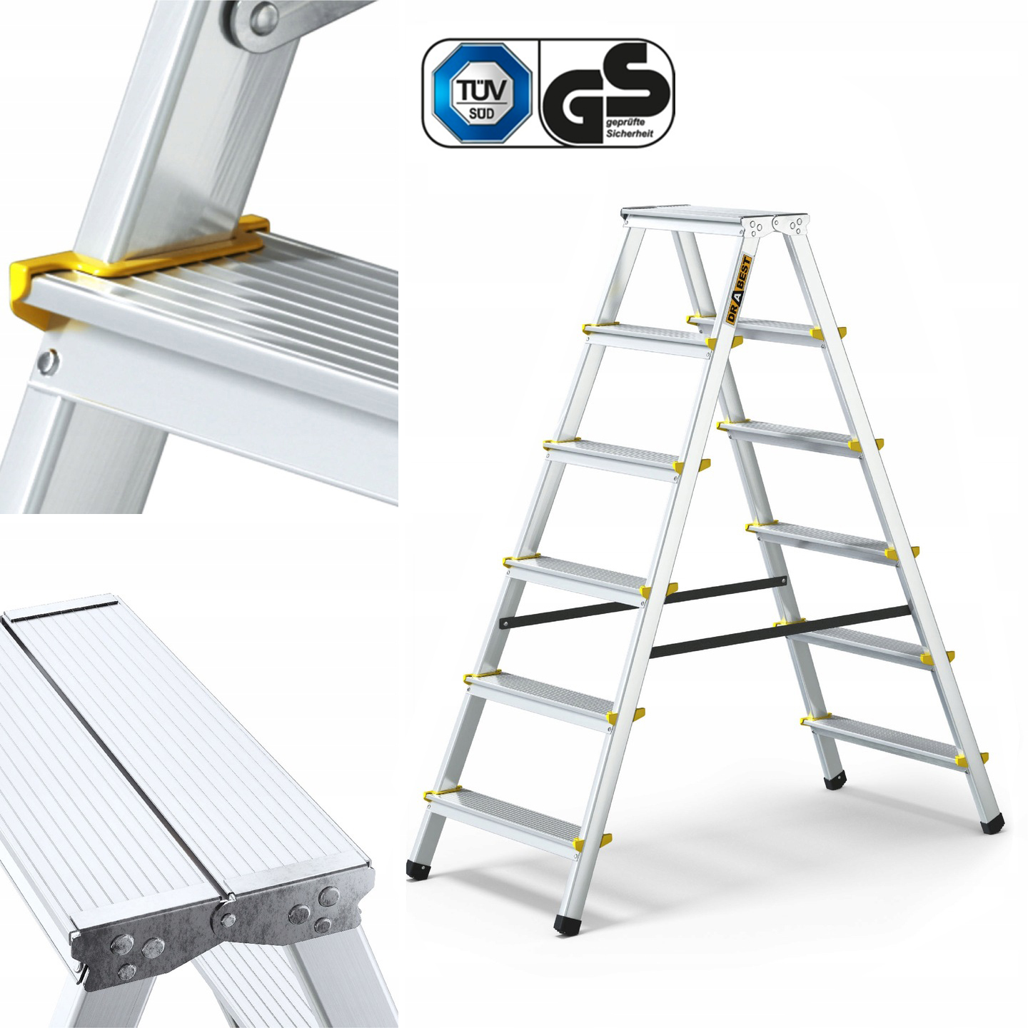 Domáca hliníková rebríková tyč obojstranná 2x6 Drabest 150 kg