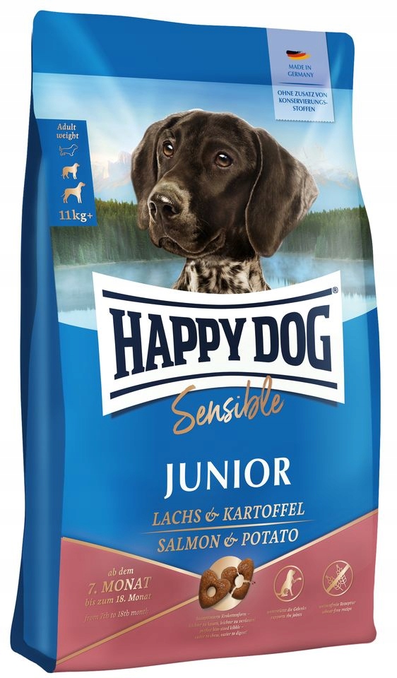 Happy Dog Sensible Junior Lachs pro mladé psy suché krmivo 10 kg