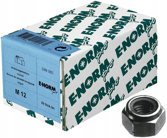 Bezpečnostní matice Din 985 pozink M12 200 kusů E-NORMpro