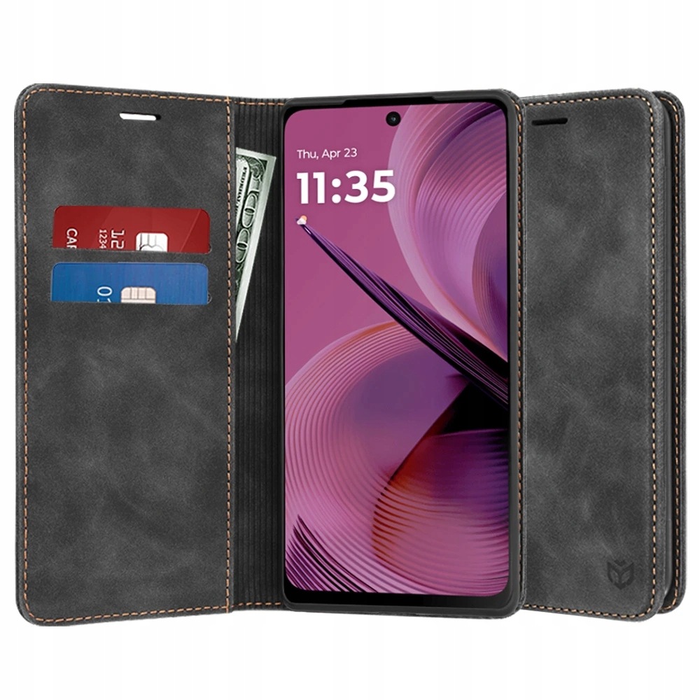 Techsuit Confy Cover skórzane etui na Motorola Moto G55 – czarne