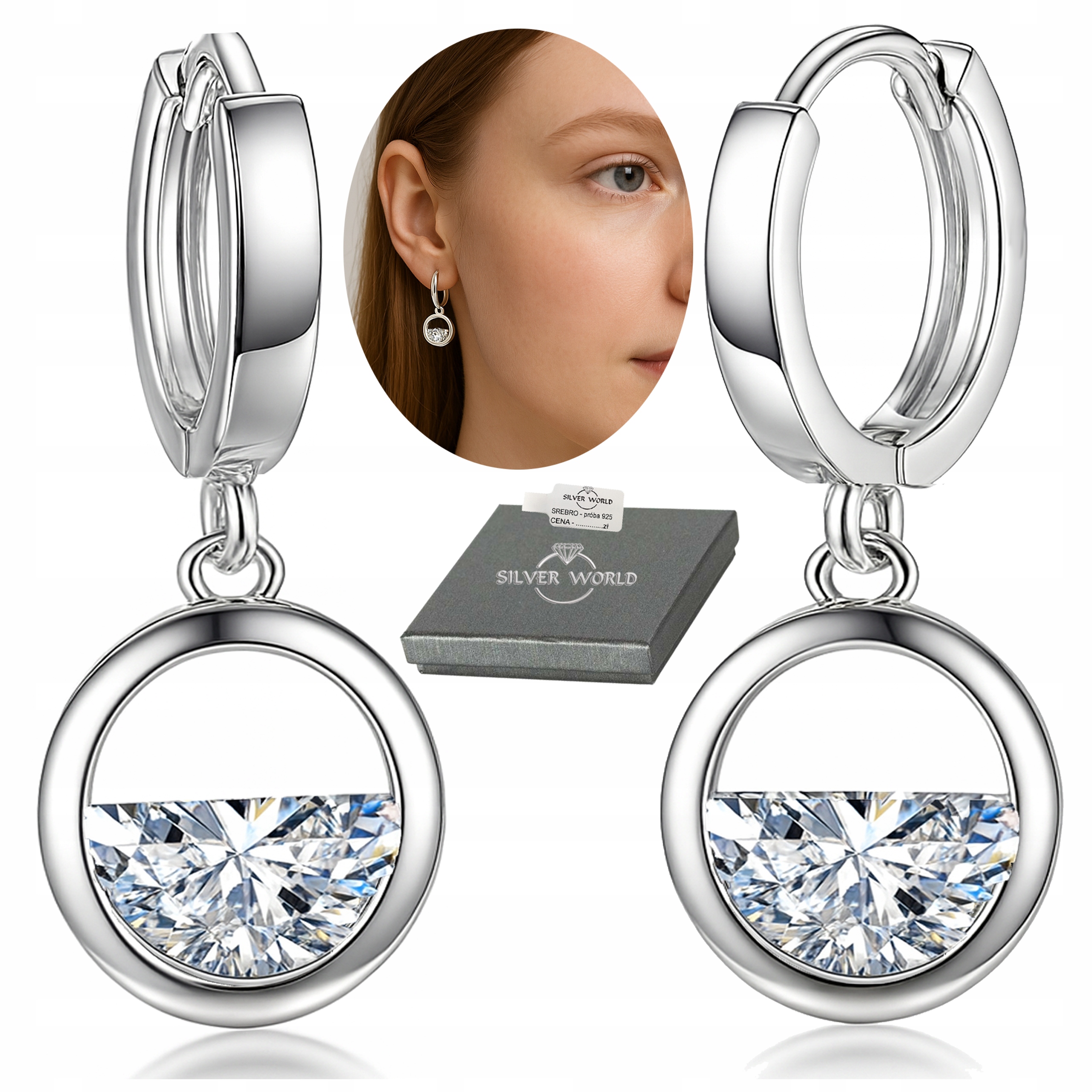 Stříbrné Náušnice Závěsné Anglické Zirkony Swarovski Jako Dárek Dárek