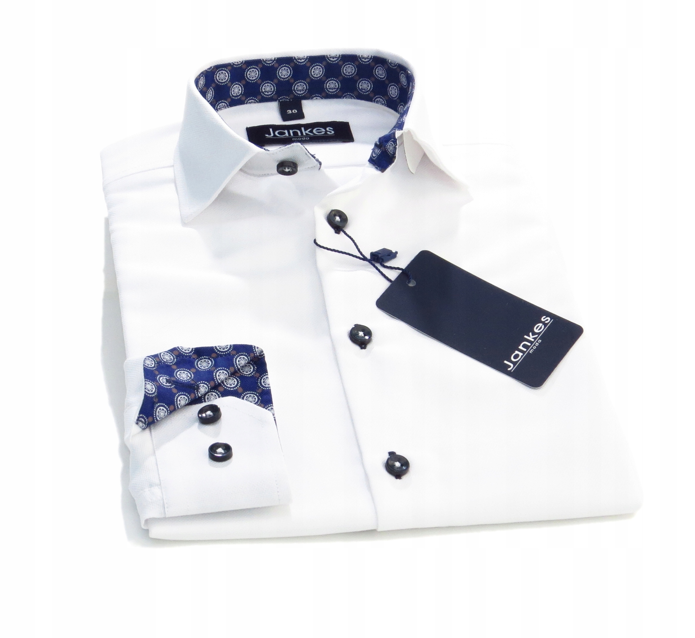 JANKES Koszula Elegancka Biała GRANAT/5 Oxford 134