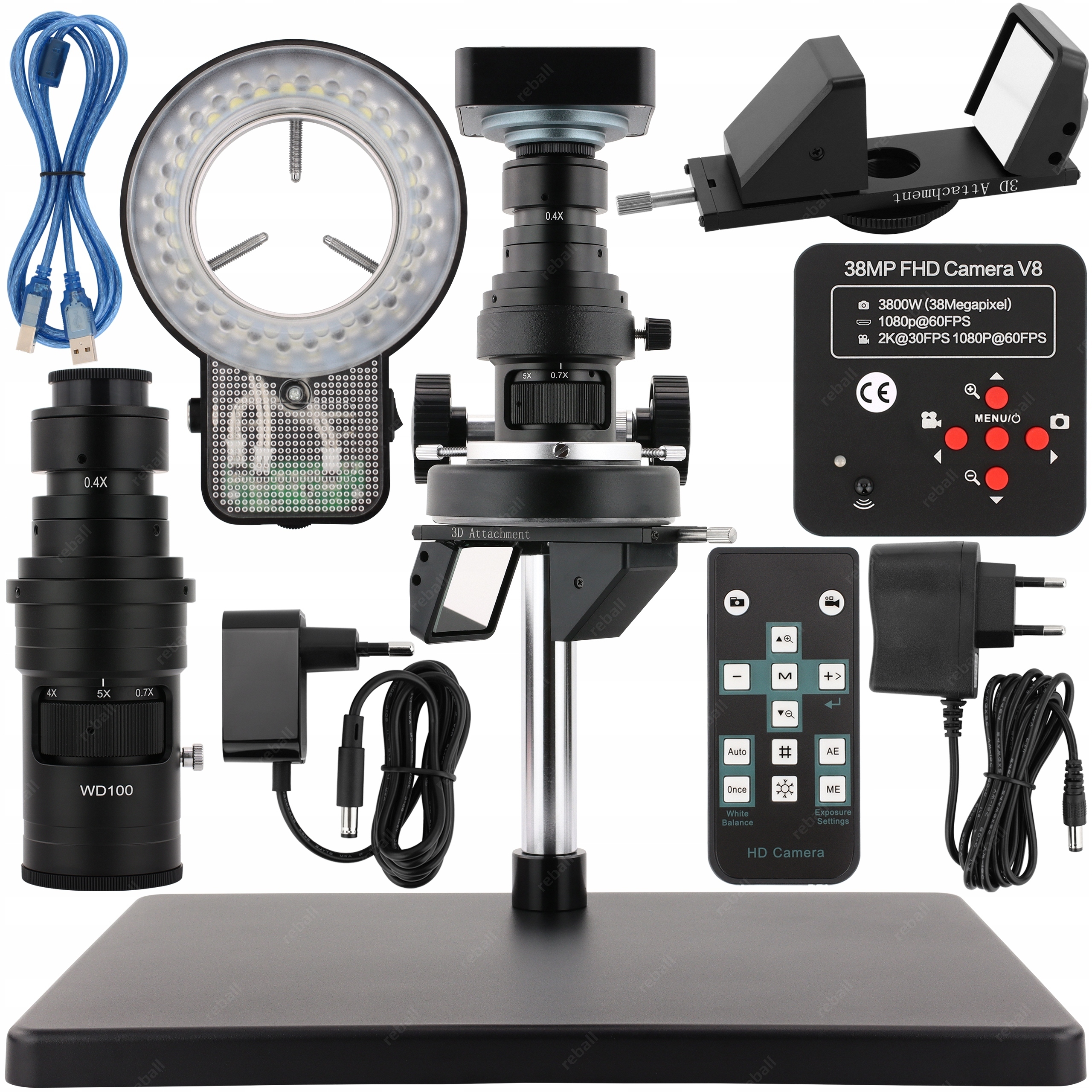 Digitální Mikroskop SZ10H S 3D Modulem Inspekce 360° Kamera 38MP 2K 30FPS