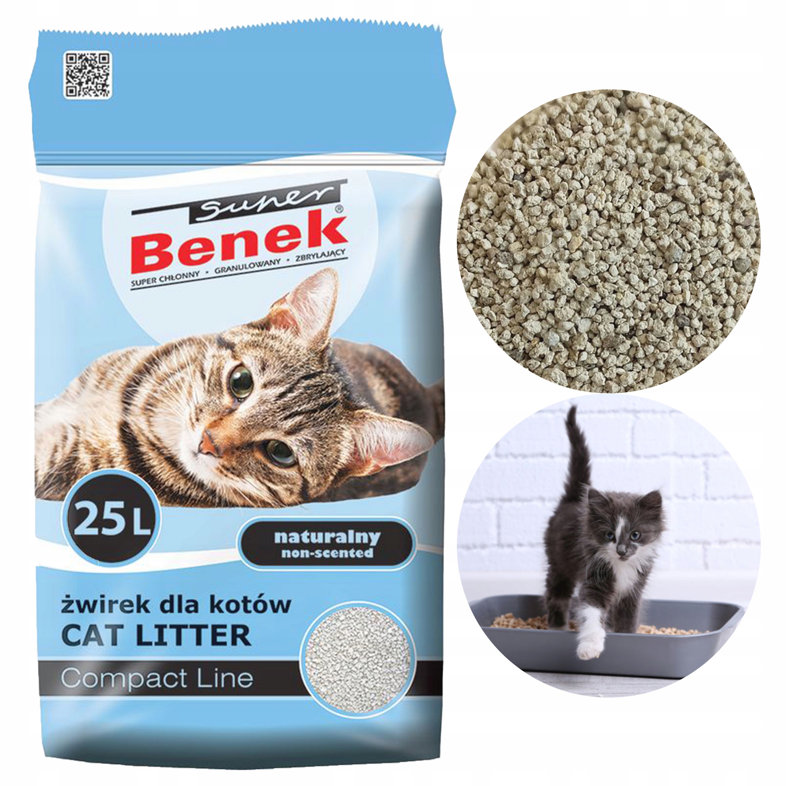Benek Żwirek bentonitowy zbrylający dla kota Compact 1x25L!!!