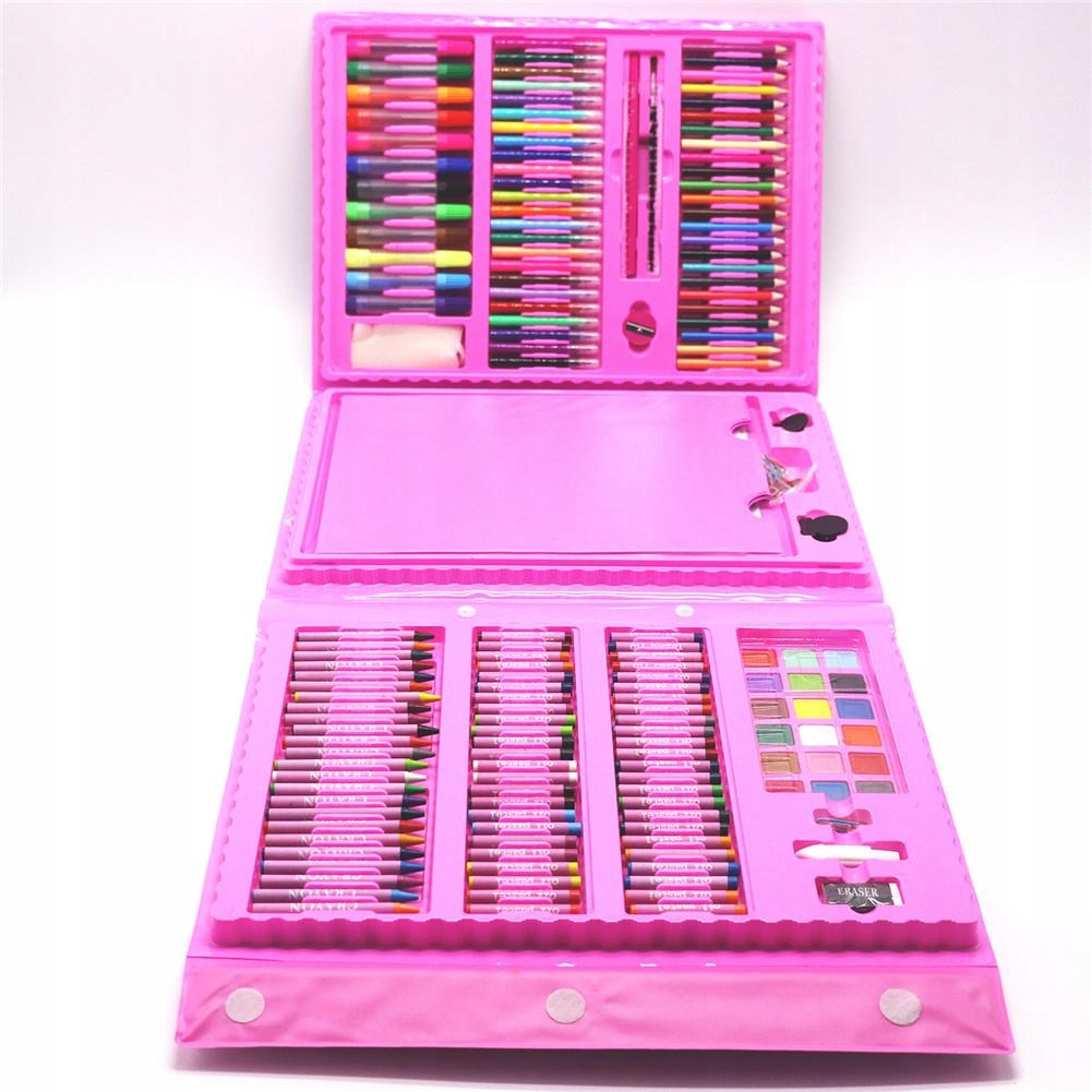 ZESTAW ARTYSTYCZNY DO MALOWANIA RYSOWANIA KOLOROWANIA XXL 208 ELE. RÓŻOWY Kolor Odcienie różu