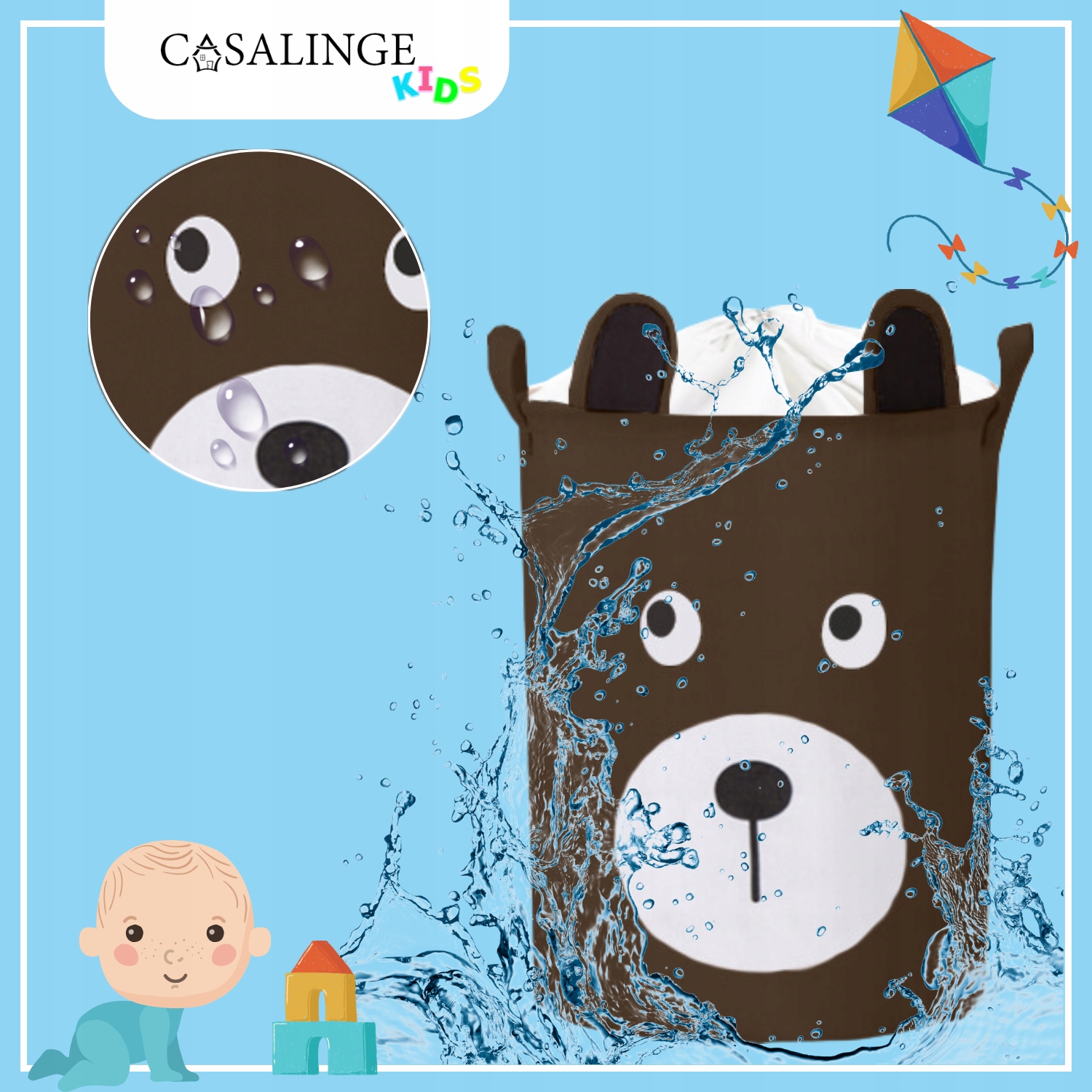 KOSZ NA ZABAWKI PRANIE BIEZLINE DUZY ZAMYKANY POJEMNIK ORGANIZER PREMIUM XL Pojemność 43 l