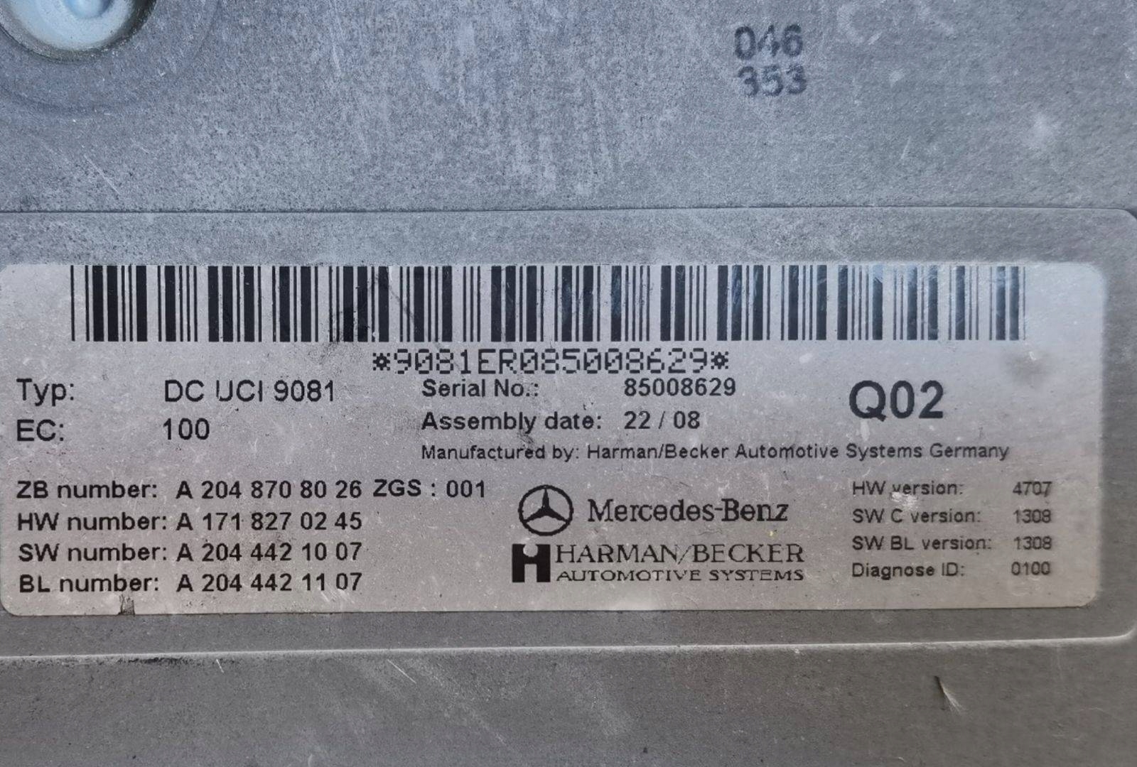 modulo multimedia Mercedes-Benz B W245 facelift 2008 A2048708026