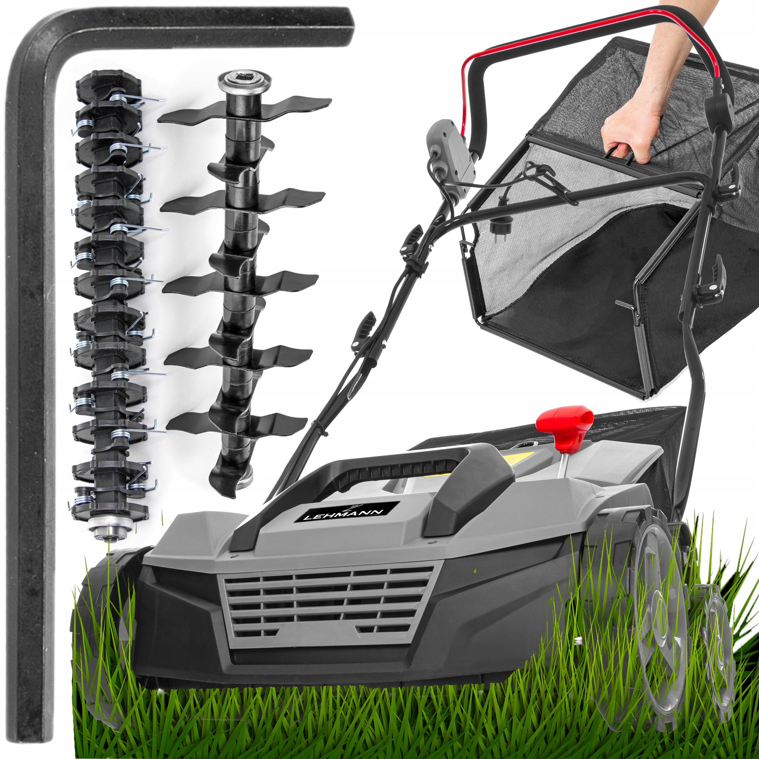 AERATOR WERTYKULATOR ELEKTRYCZNY KANWOD DO TRAWY REGULACJA Z KOSZEM 2600W