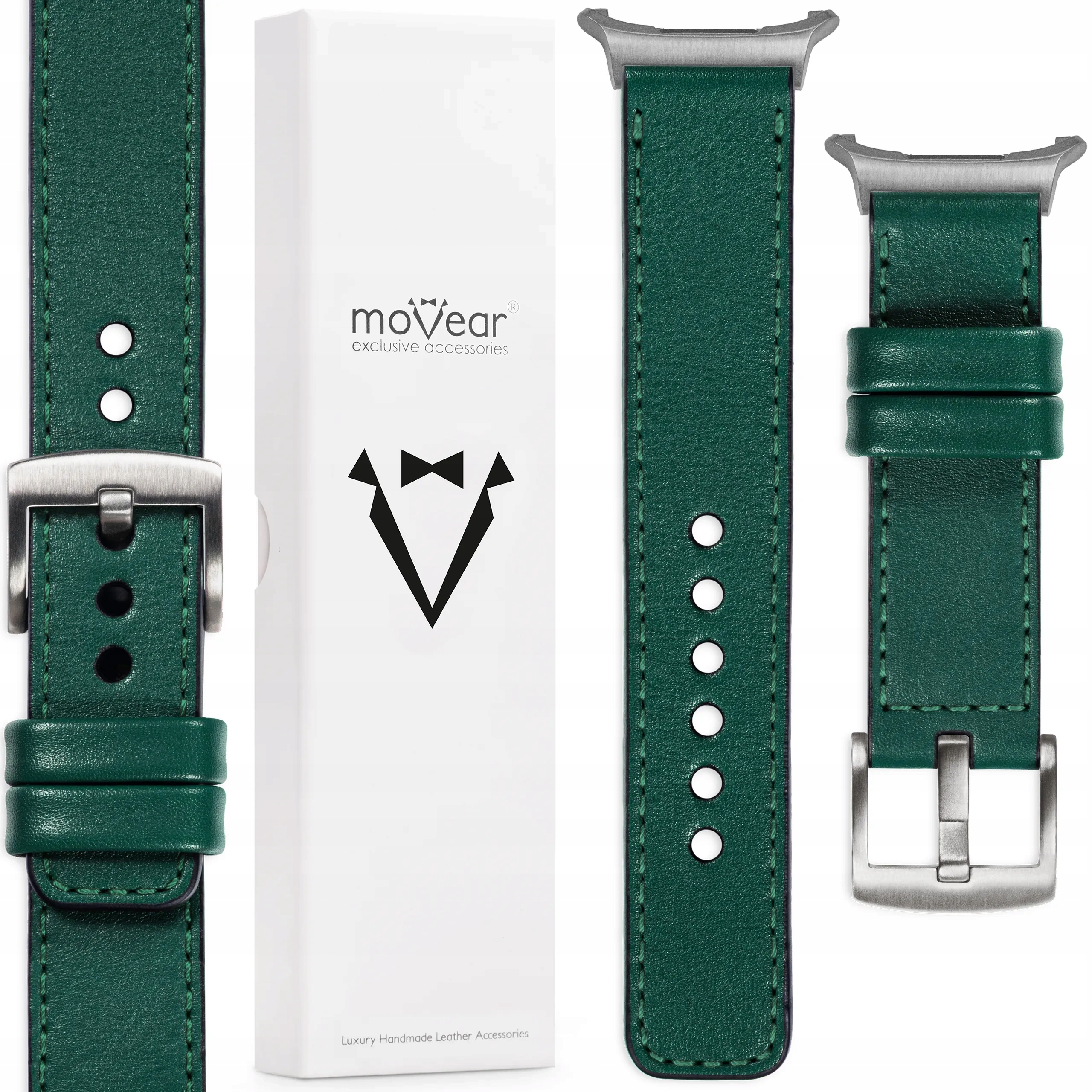 Kožený řemínek pro Samsung Galaxy Watch Ultra premium 22 mm zelený Movear