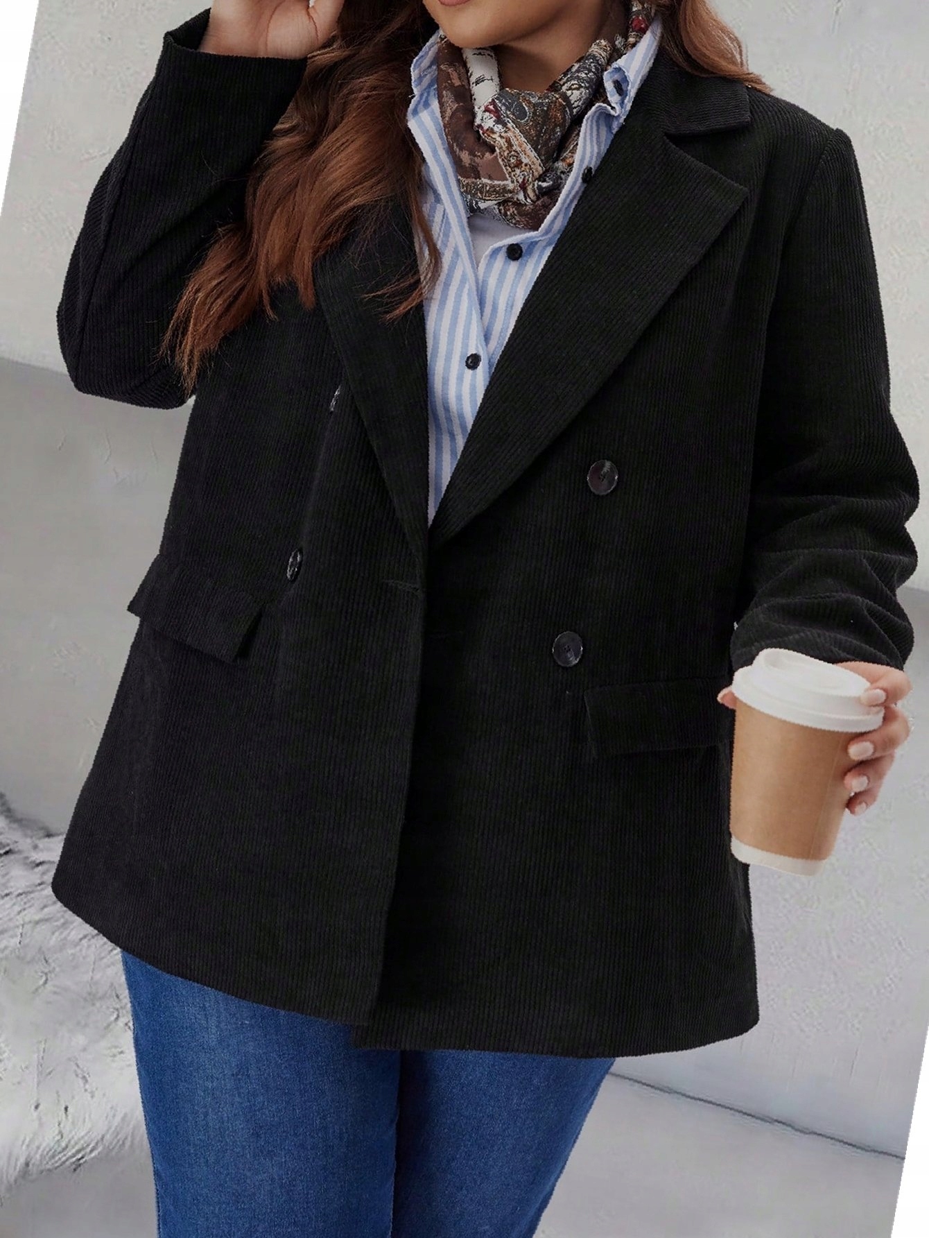 Sako černá každodenní dvouřadá námořnická bunda 6xl 52