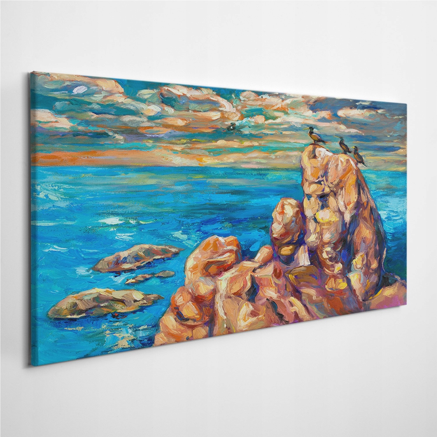 

Fotoobraz na ścianę Kamienie Ptaki Morze 100x50 cm