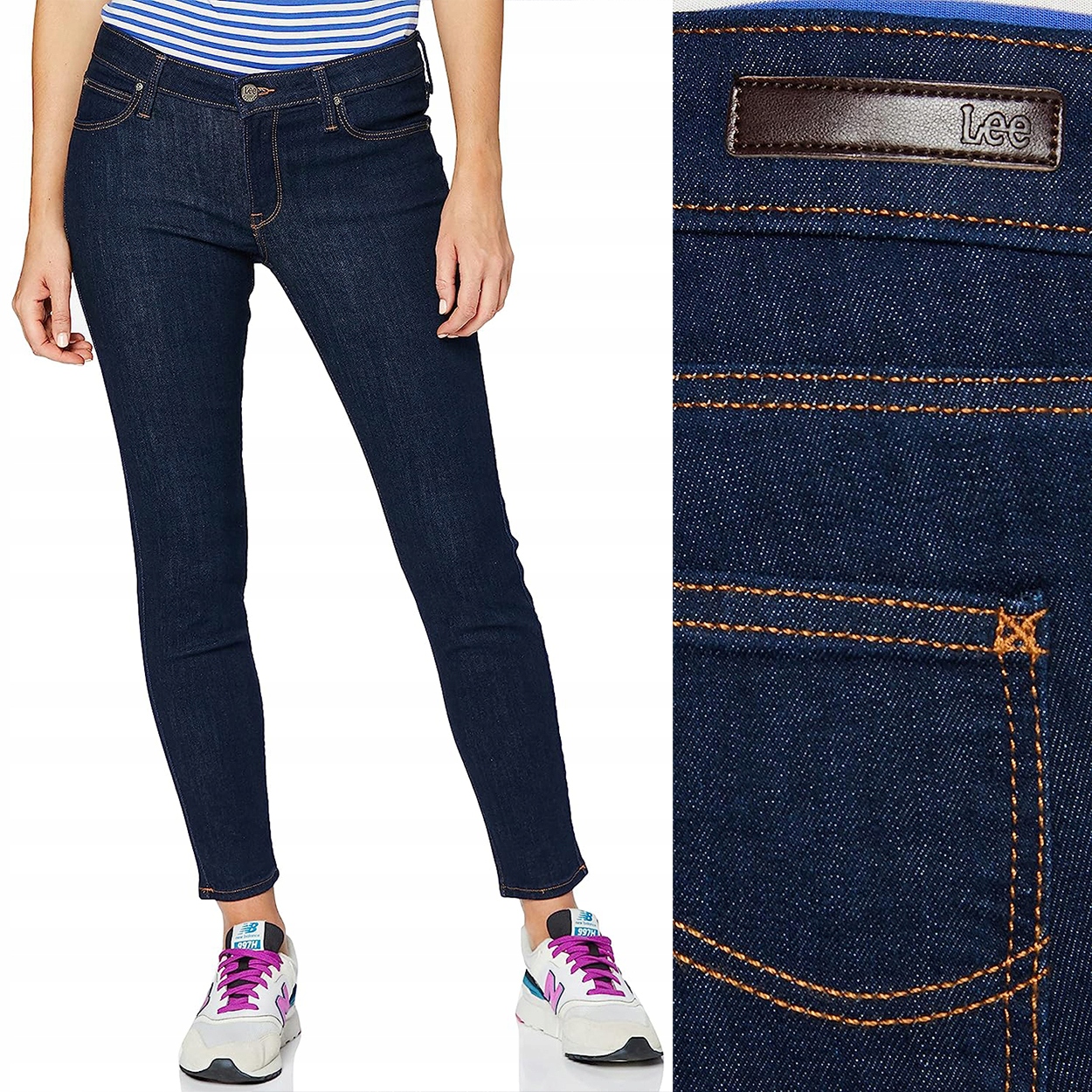 Lee Scarlett skinny Solid Blue Úzké Nohavice Tmavě Modré Džíny W27 L33