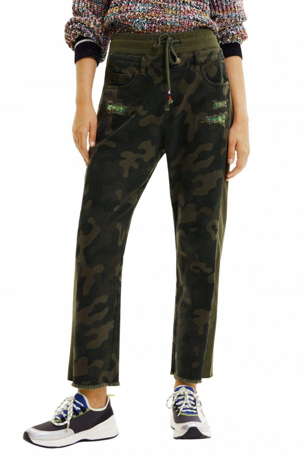 Dámské džínové kalhoty Desigual Camo Design joggery maskáčový vel.