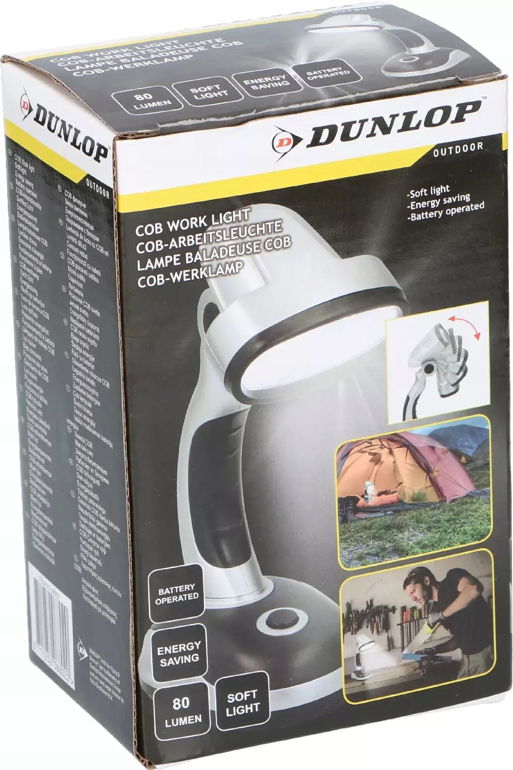 Lampka turystyczna robocza warsztatowa biurkowa LED COB DUNLOP 80lm Kod producenta 08802