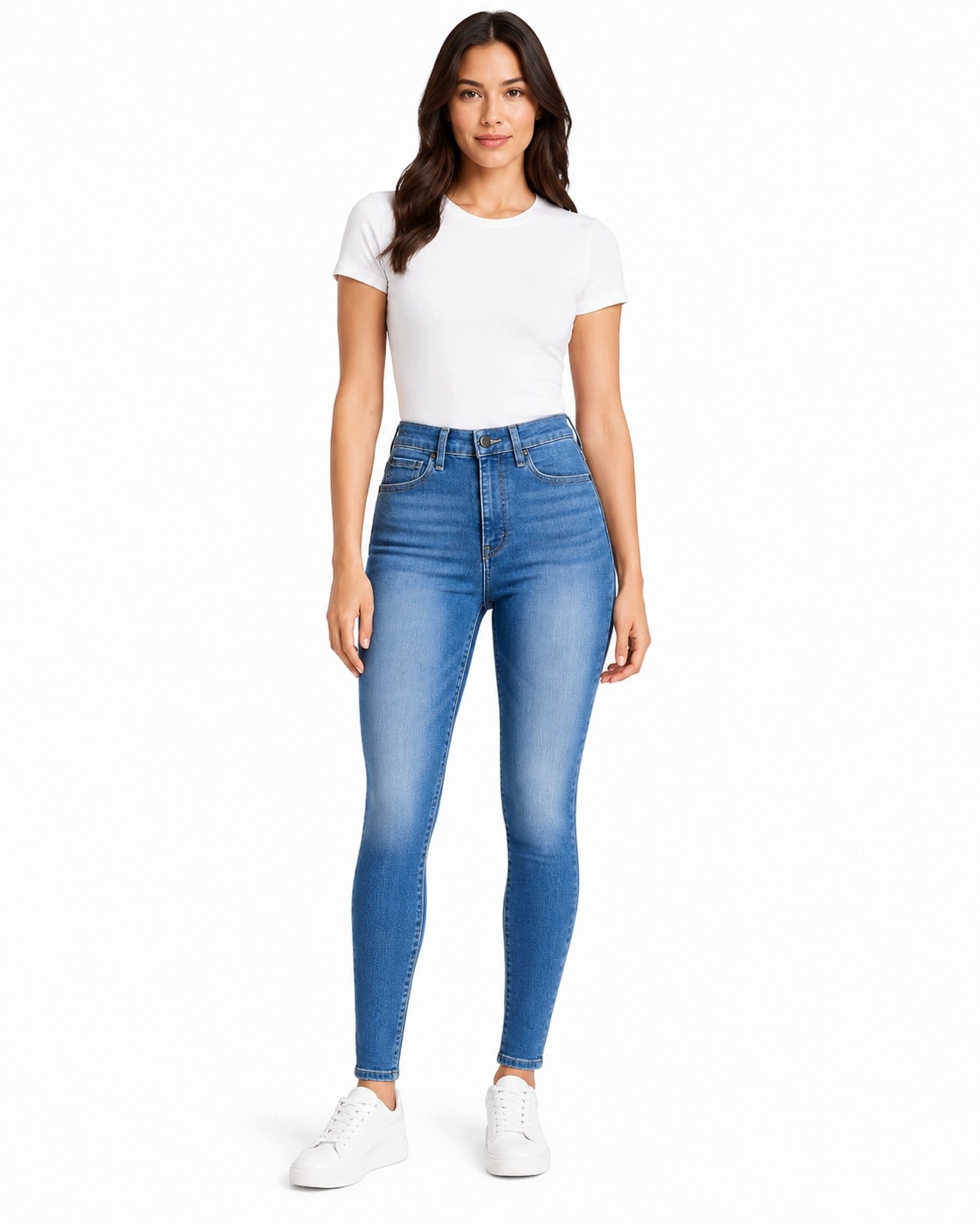 Dámské kalhoty Levi's džínové bavlna modré s vysokým pasem skinny 31/32