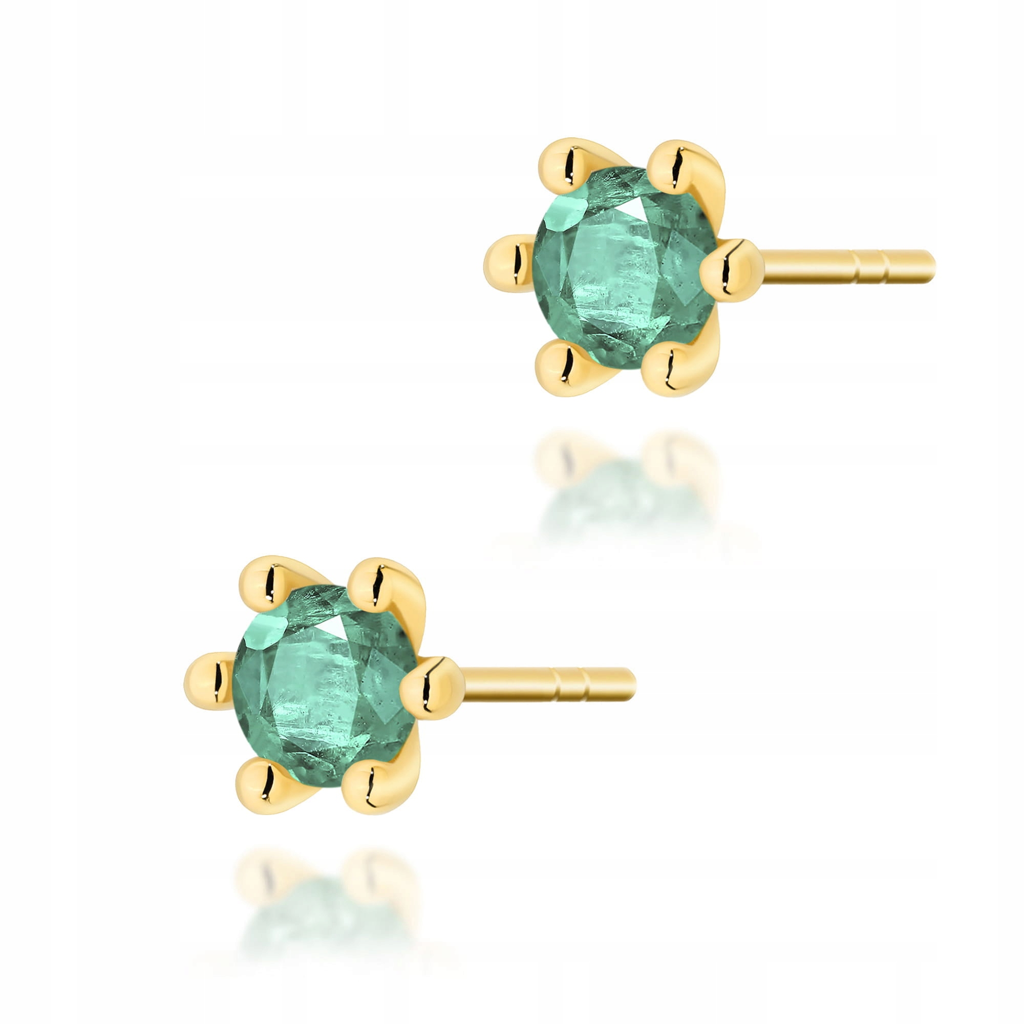 Náušnice ze zlata 585 se smaragdem, moderní, značkové jako dárek 14 karátů