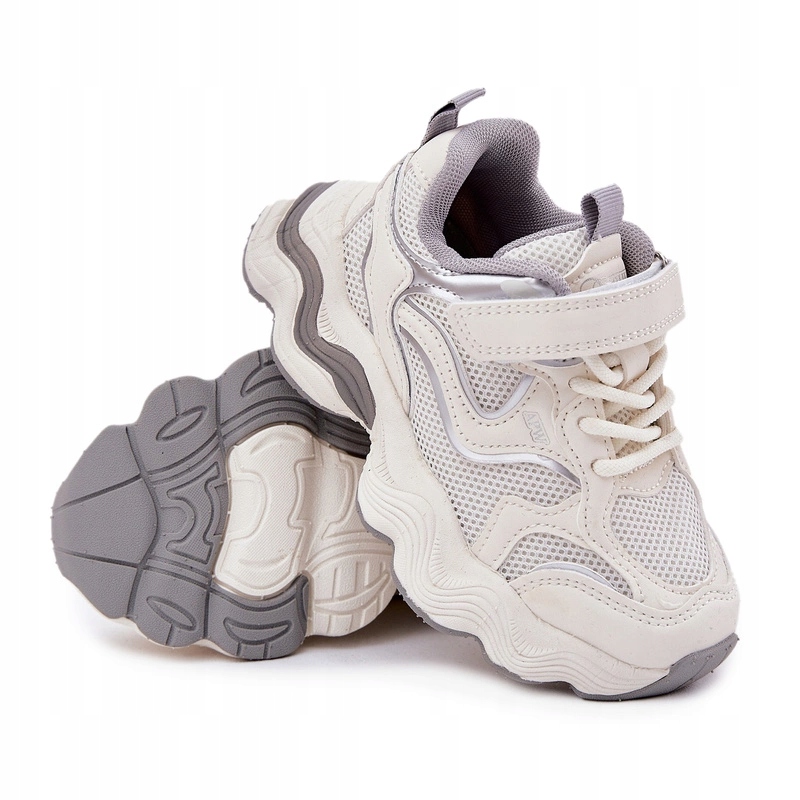 Sneakersy Na Grubej Podeszwie Lekkie Na Rzep Białe 32