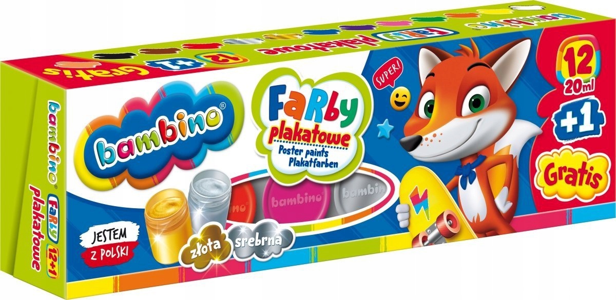 BAMBINO FARBY PLAKATOWE 12 KOL + 1 GRATIS 20 ML Marka Bambino