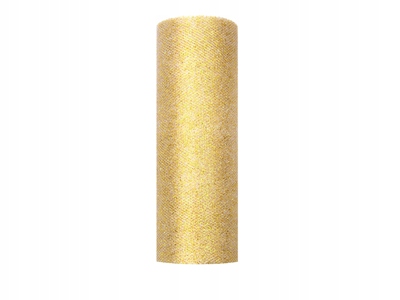 

Tiul glittery złoty z brokatem do dekoracji 15x9m