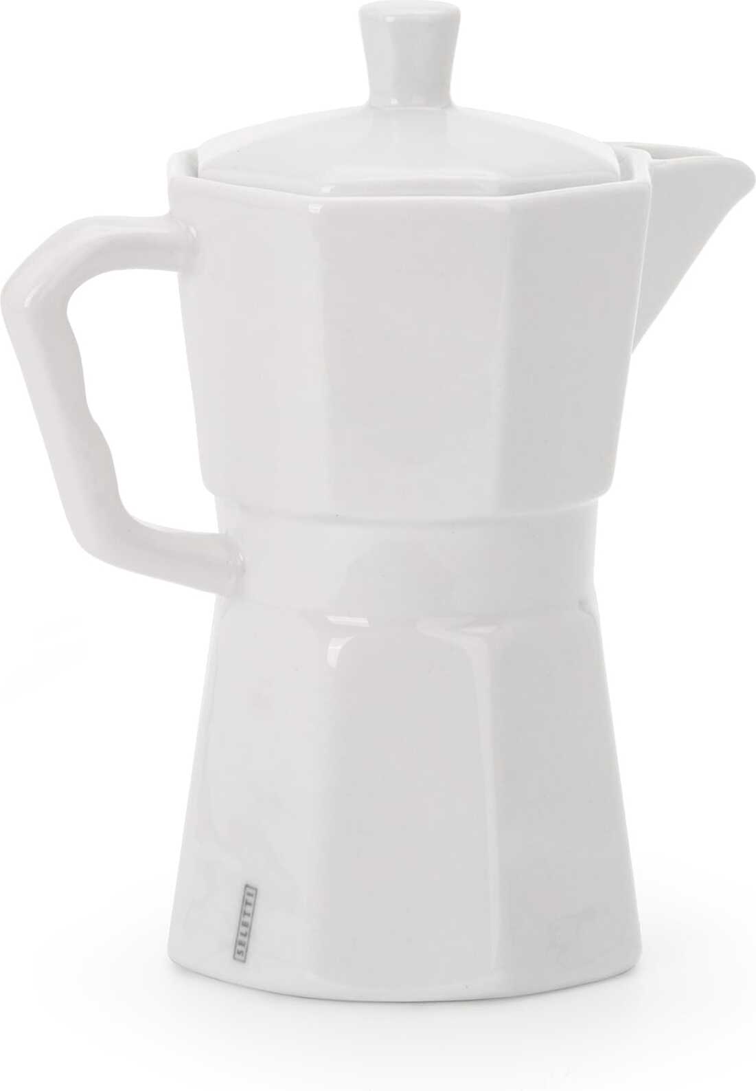 Seletti Estetico Porcelánová kanvica na kávu 1 l v tvare kávovaru, biela