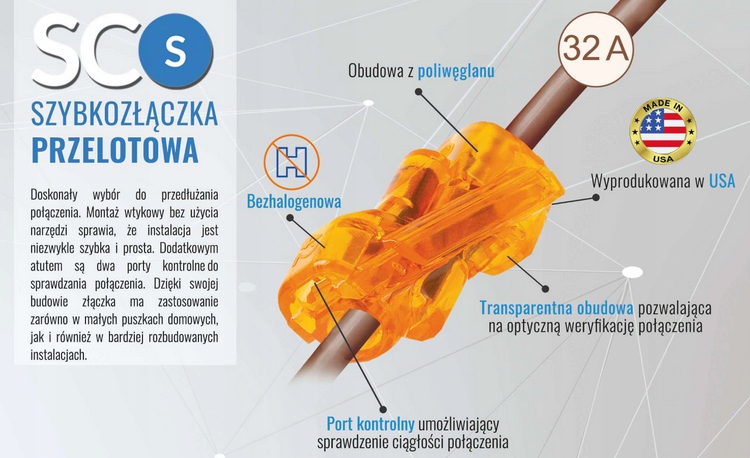 SZYBKOZŁĄCZKA PRZELOTOWA DO DRUTU 0,5 - 4mm2 SCS2 Napięcie znamionowe 450 V