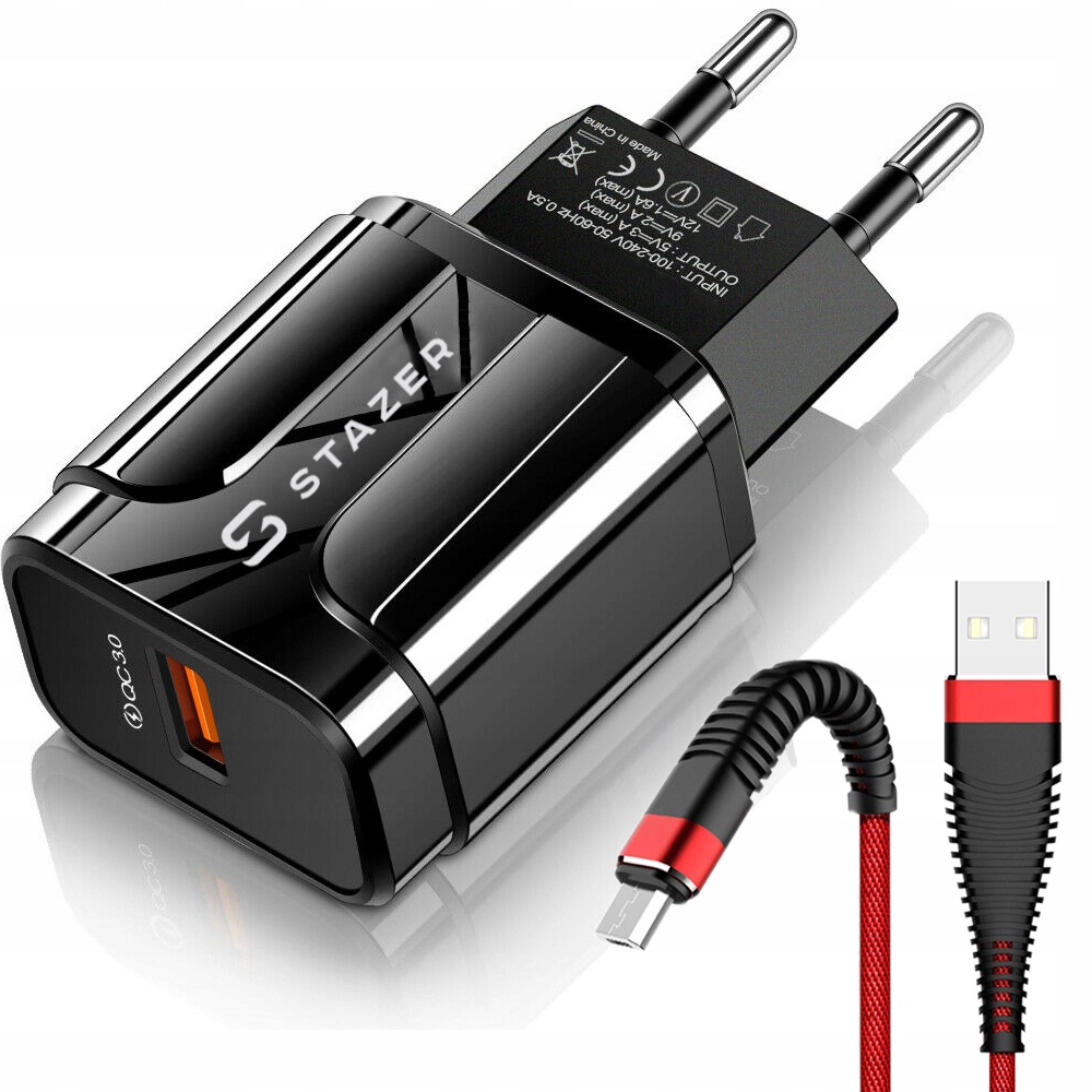 SZYBKA MOCNA ŁADOWARKA SIECIOWA ZASILACZ SZYBKIE ŁADOWANIE +KABEL MICRO USB