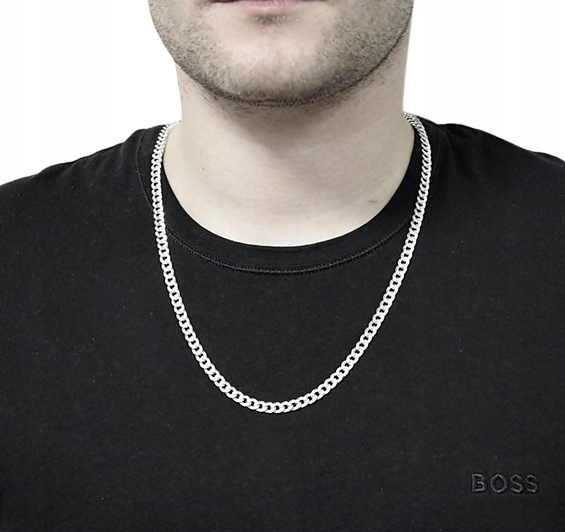 Łańcuszek Srebrny Męski Diamentowany Pancerka 5 mm Srebro 925 Grawer Gratis Splot Pancerka