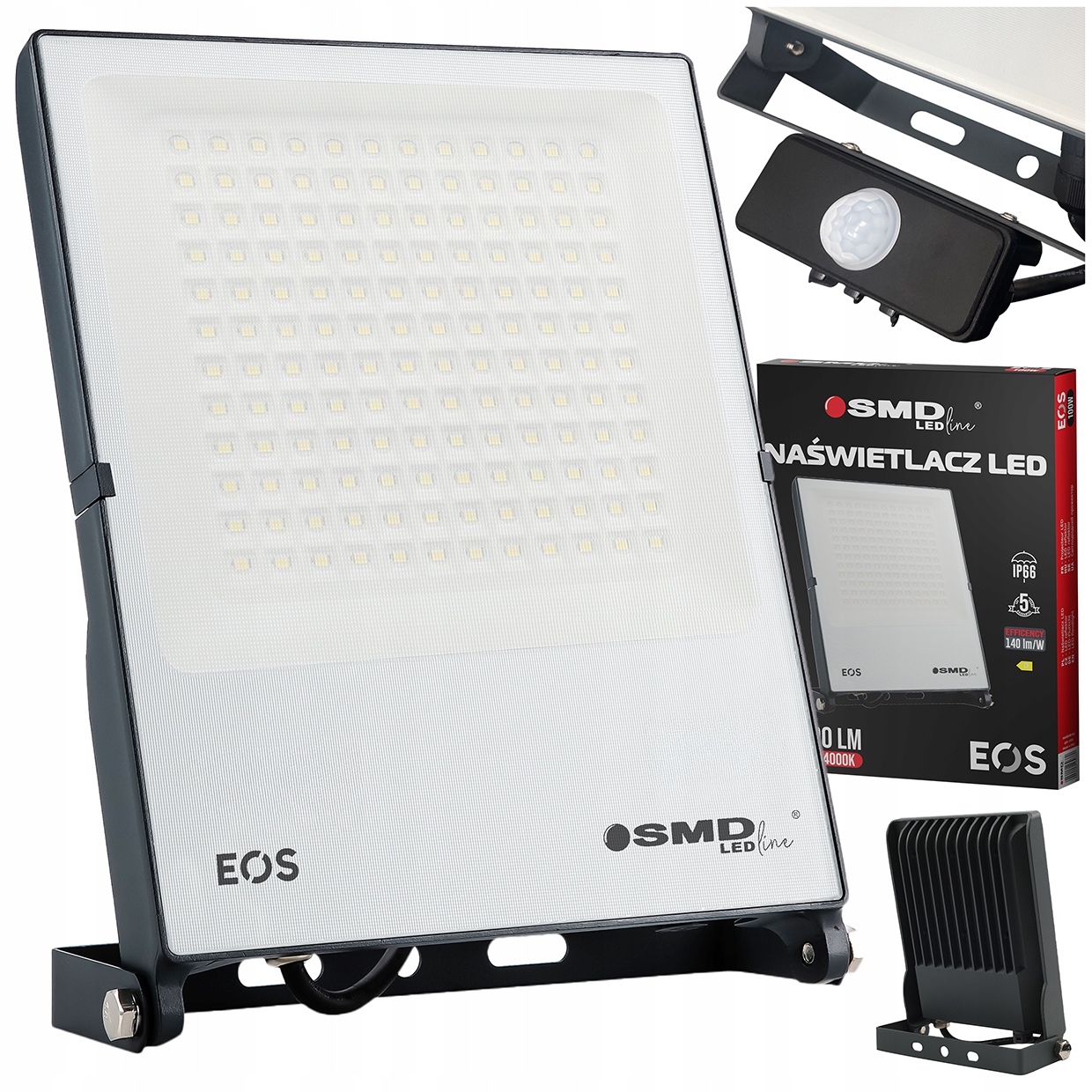 Led síťový reflektorový reflektor, velký, jasný, výkonný, 100 W senzor