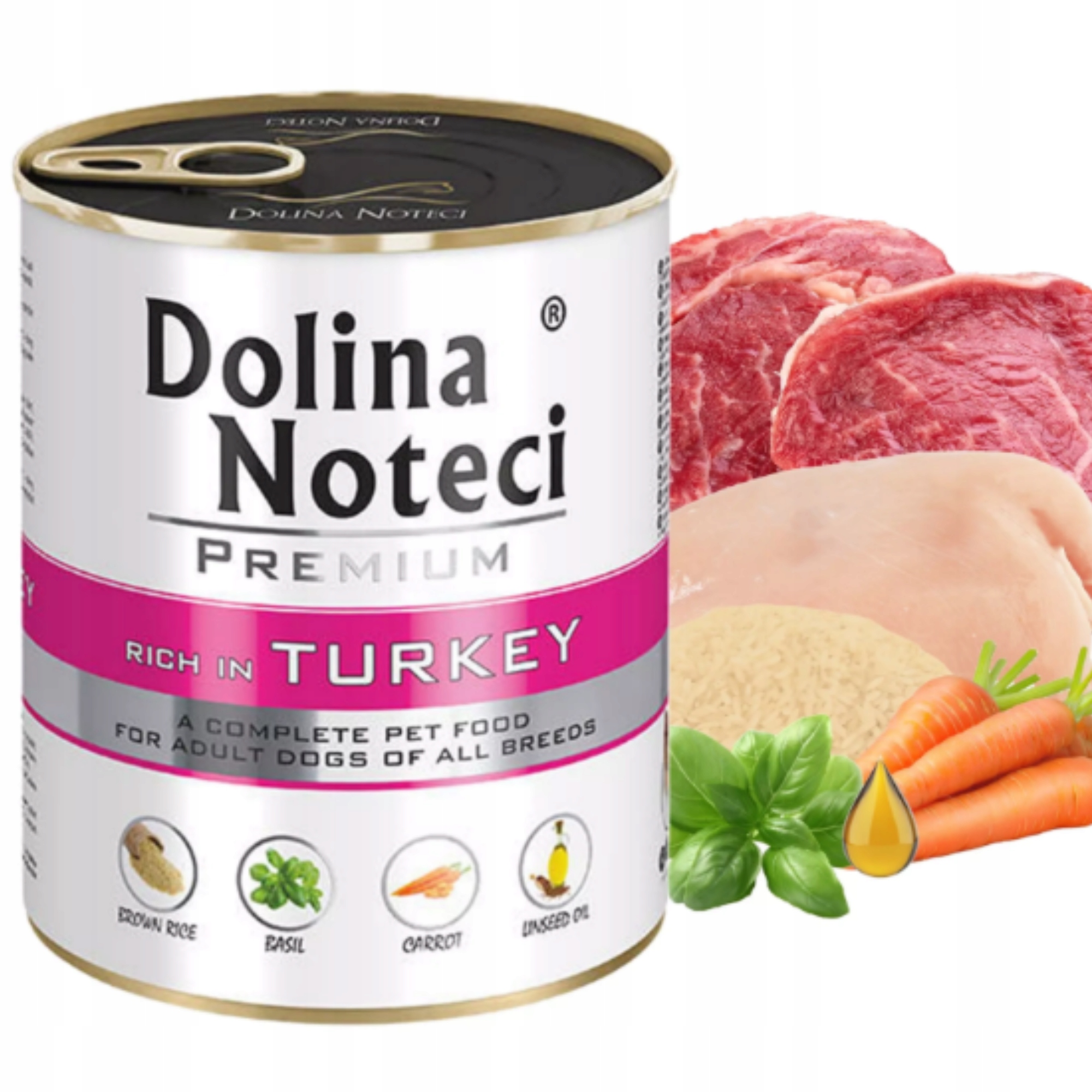 MOKRA KARMA DLA PSA DOLINA NOTECI PREMIUM ADULT TURKEY PUSZKA INDYK 800G