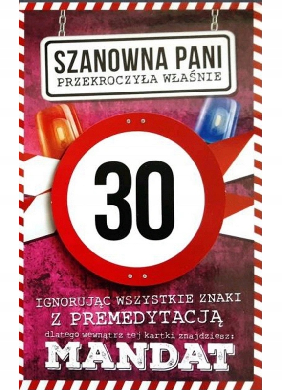 

Kartka Urodziny Z Mandatem 30 Urodziny