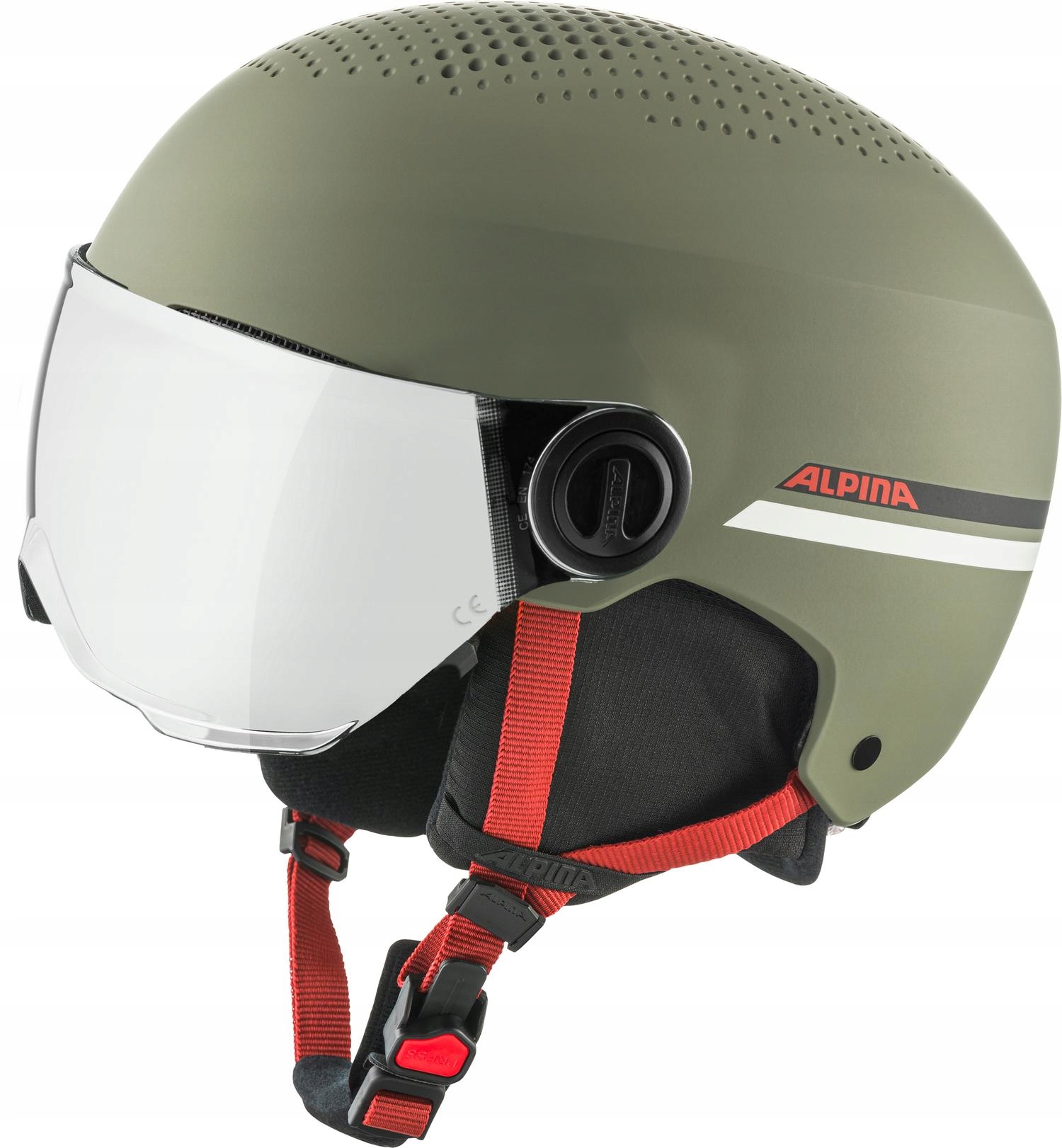 Lyžařská přilba Alpina Zupo Visor Q-Lite Olive-Red Matt 51-55