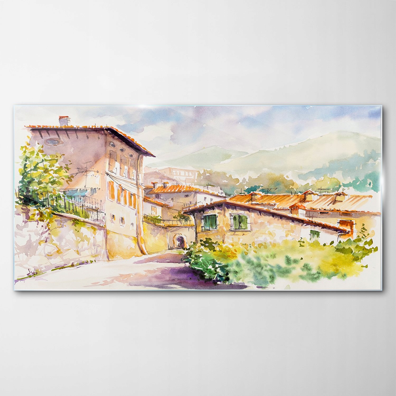 Tvrdený sklenený obraz Dedina Domy Ulice 100x50