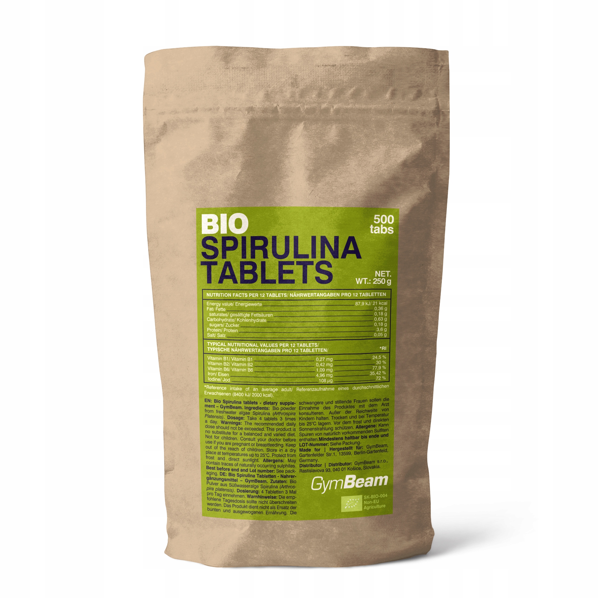 GymBeam Spirulina Bio doplněk stravy – přírodní antioxidant v tabletách