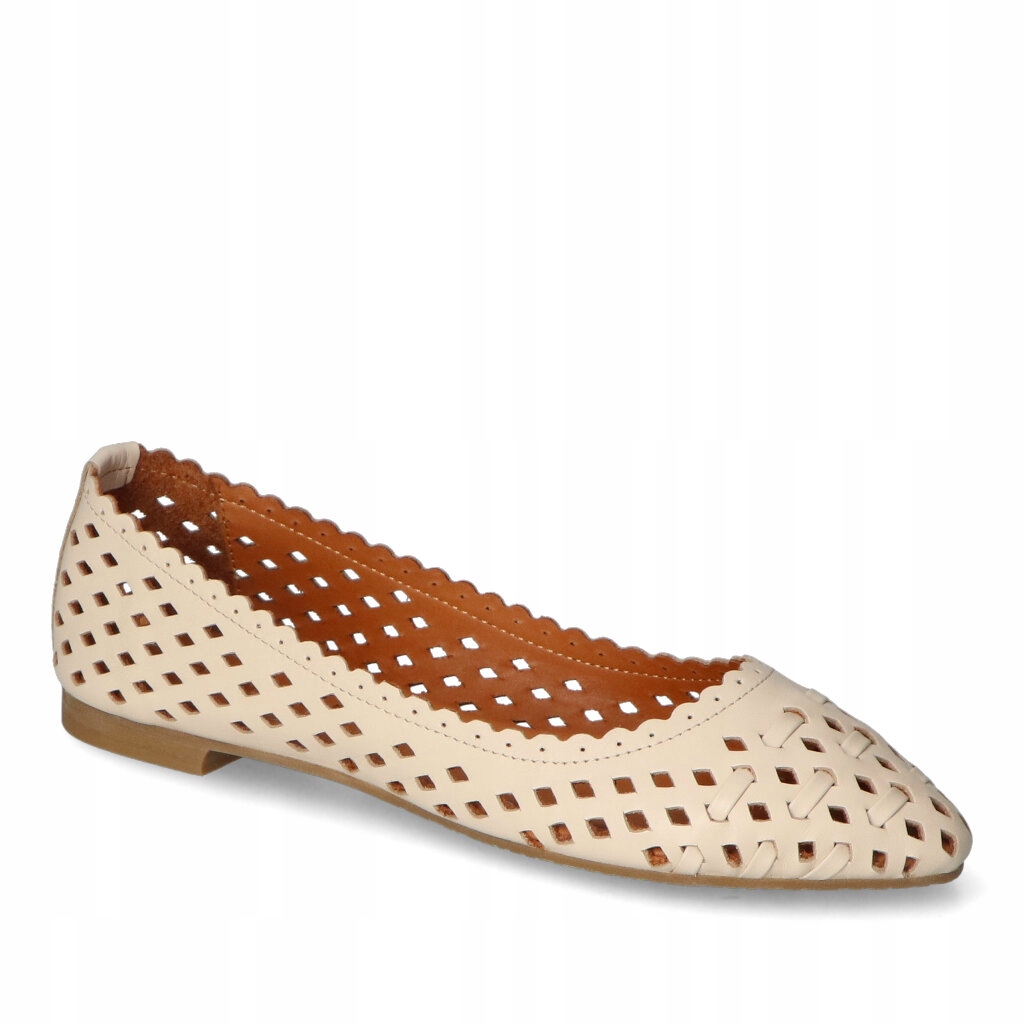 Ažurové baleríny Ravini Béžové Lico Kožené 37