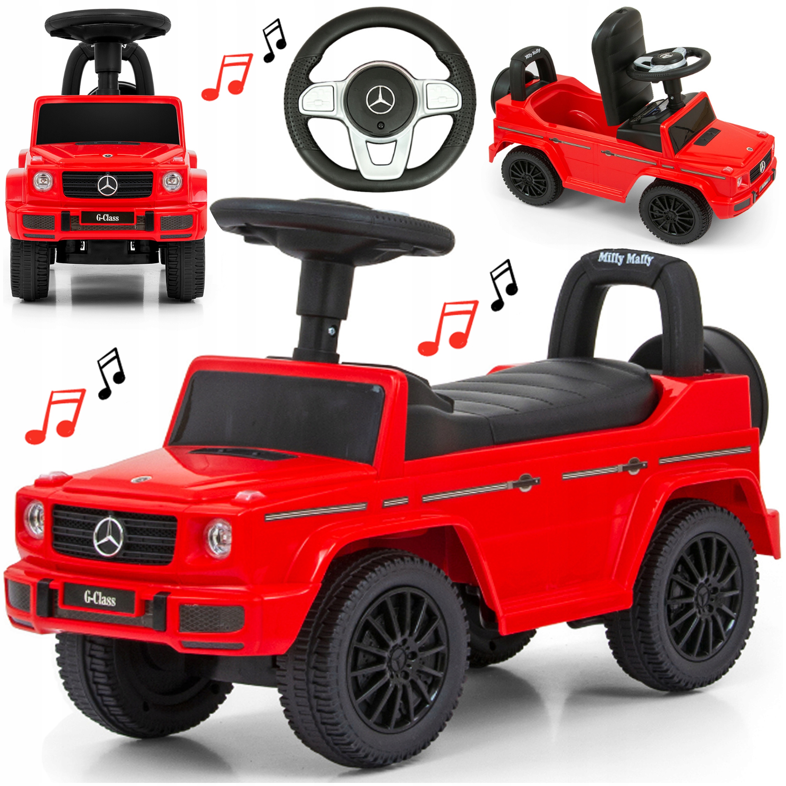 Jeździk Pchacz Chodzik 3w1 Autko Samochód Mercedes Muzyka Klakson Schowek