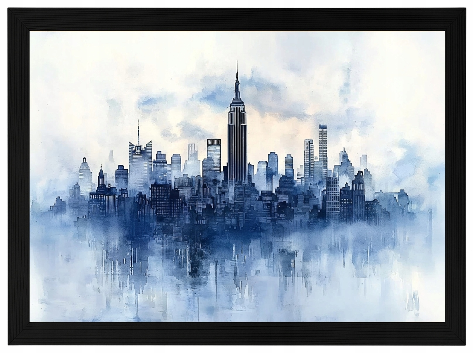 Plakát Rámeček Dřevo New York Manhattan Mrakodrapy Skyline Blue 100x70