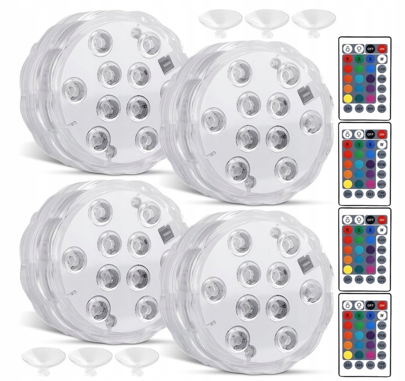 Lampki do basenu jacuzzi basenowe IP68 4szt zdalnie sterowane 4 piloty