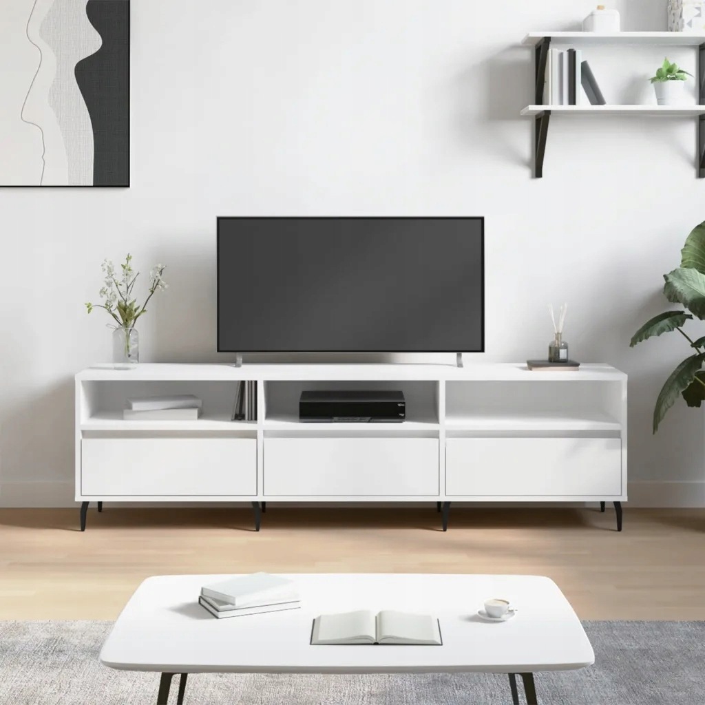 vidaXL Szafka pod Tv, biała, 150x30x44,5 cm, materiał drewnopochodny